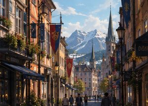 Nordic street with people